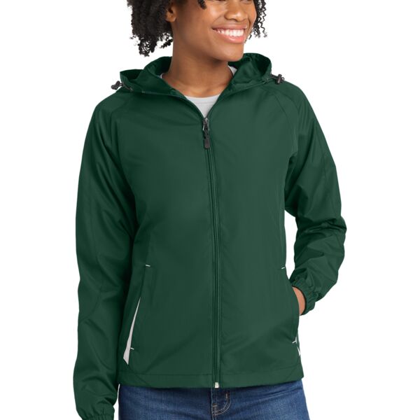 Ladies Colorblock Hooded Raglan Jacket CLOSEOUT Thumbnail